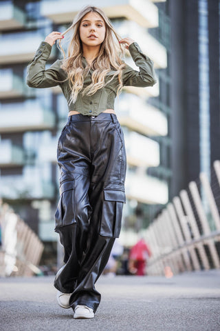 Leather baggy pants