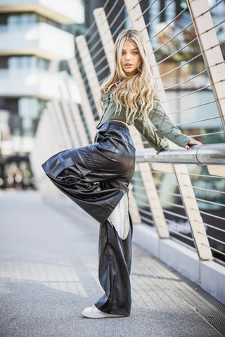 Leather baggy pants