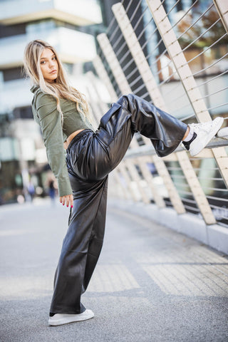 Leather baggy pants