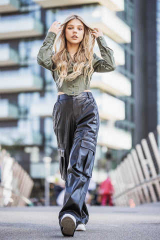 Leather baggy pants