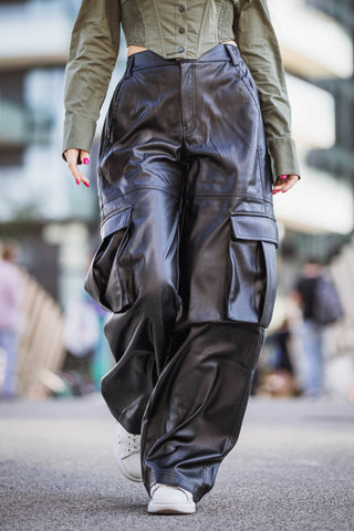 Leather baggy pants