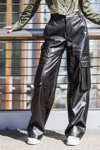 Leather baggy pants