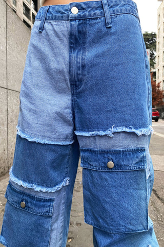 Patch work denim jeans