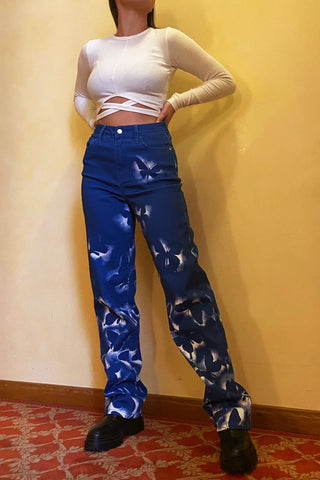 Denim Butterfly Printed jeans