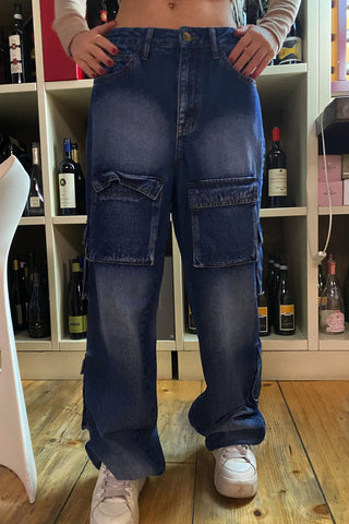 Low rise denim baggy jeans